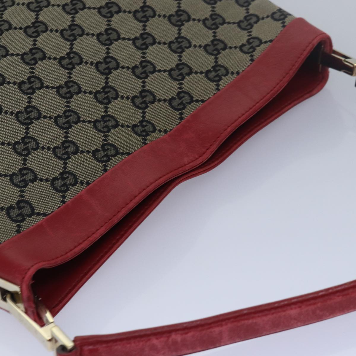 GUCCI GG Canvas Shoulder Bag Beige Red 001 4231 Auth 79380