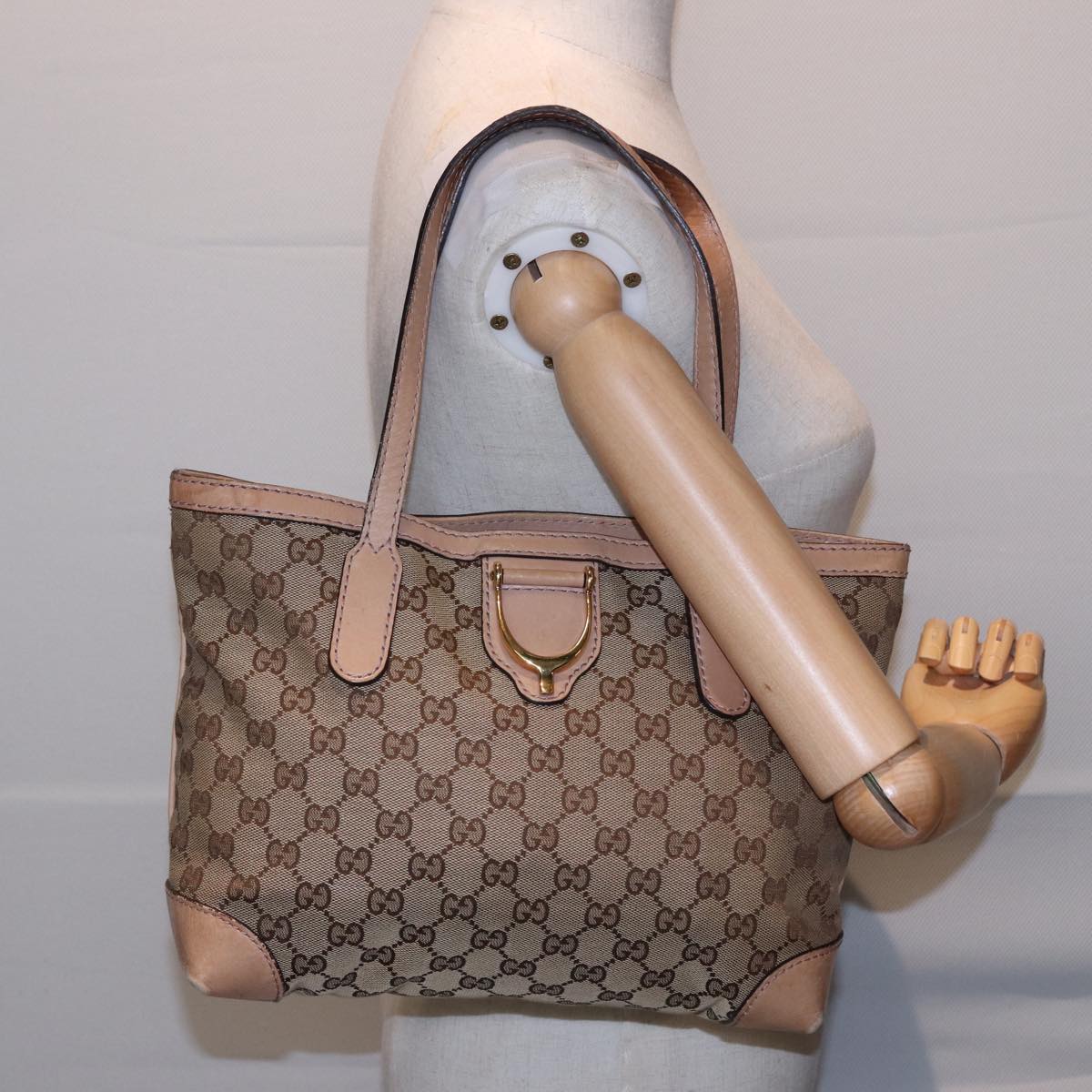 GUCCI GG Canvas Tote Bag Beige 308604 Auth 79390