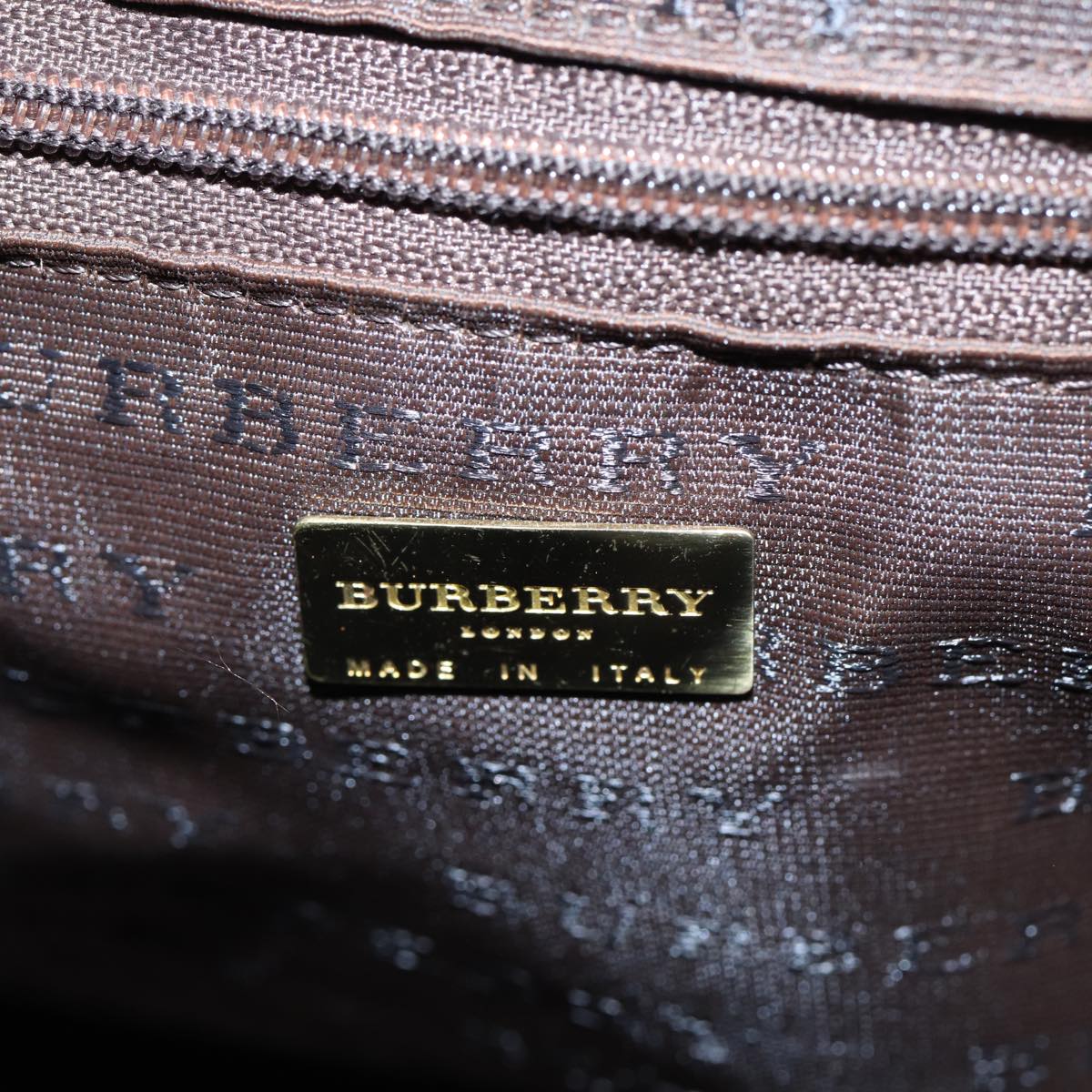 BURBERRY Nova Check Boston Bag PVC Leather Beige Auth 79406