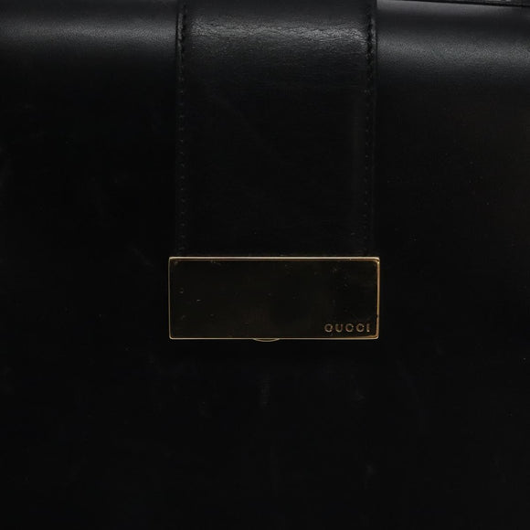 GUCCI Shoulder Bag Leather Outlet Black Auth 79430