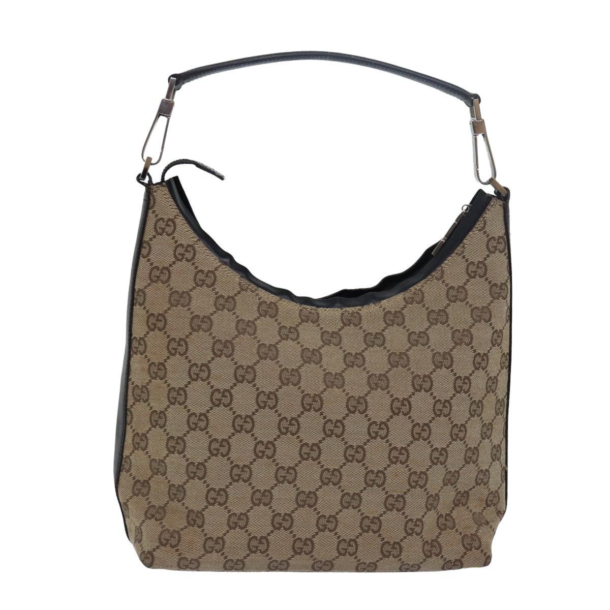 GUCCI GG Canvas Shoulder Bag Beige Dark Brown 000 0602 Auth 79452