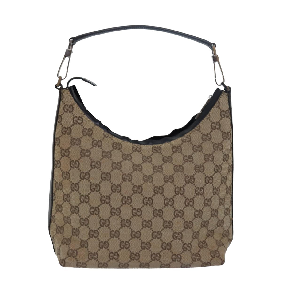 GUCCI GG Canvas Shoulder Bag Beige Dark Brown 000 0602 Auth 79452