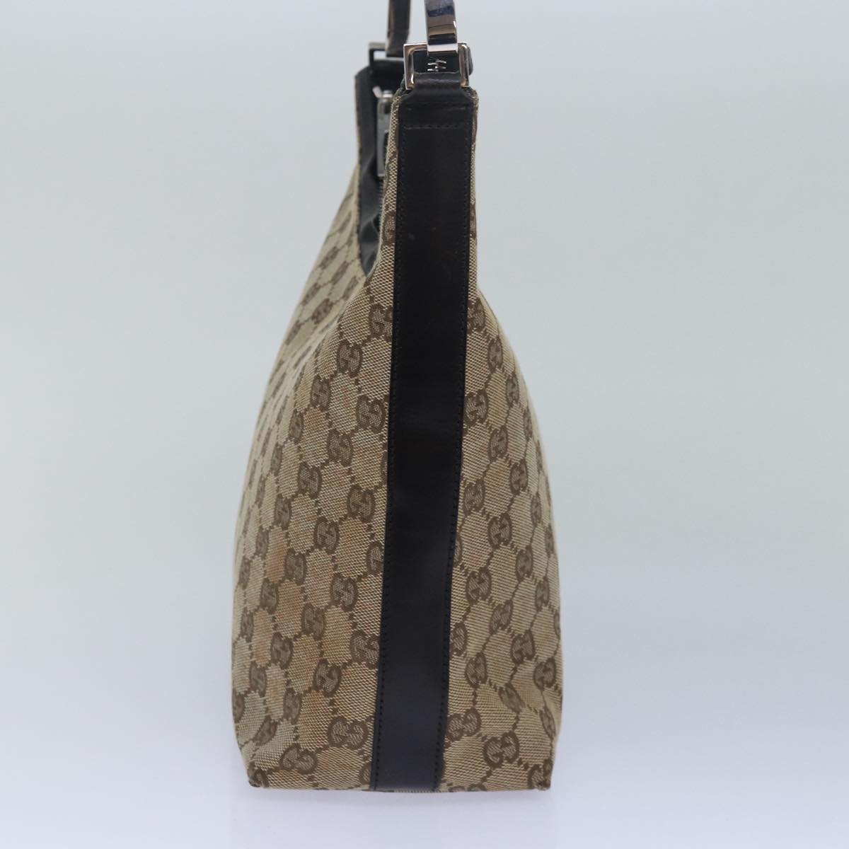 GUCCI GG Canvas Shoulder Bag Beige Dark Brown 000 0602 Auth 79452