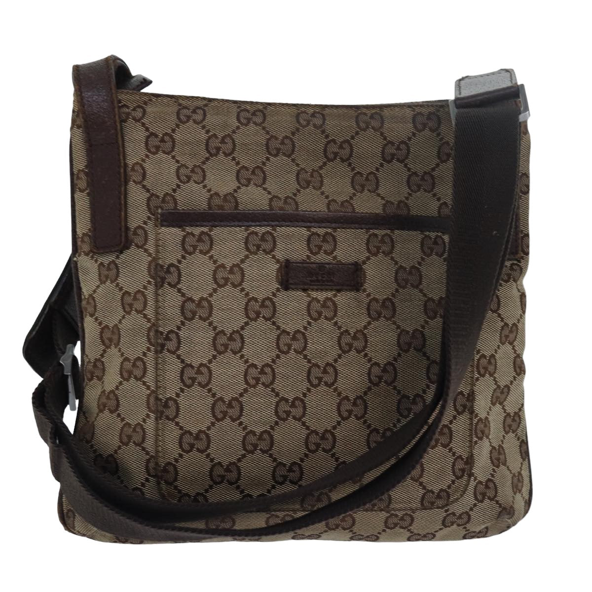 GUCCI GG Canvas Shoulder Bag Beige Brown 122793 Auth 79453