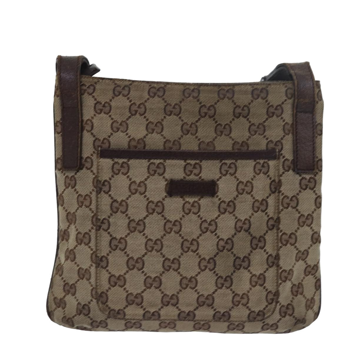 GUCCI GG Canvas Shoulder Bag Beige Brown 122793 Auth 79453