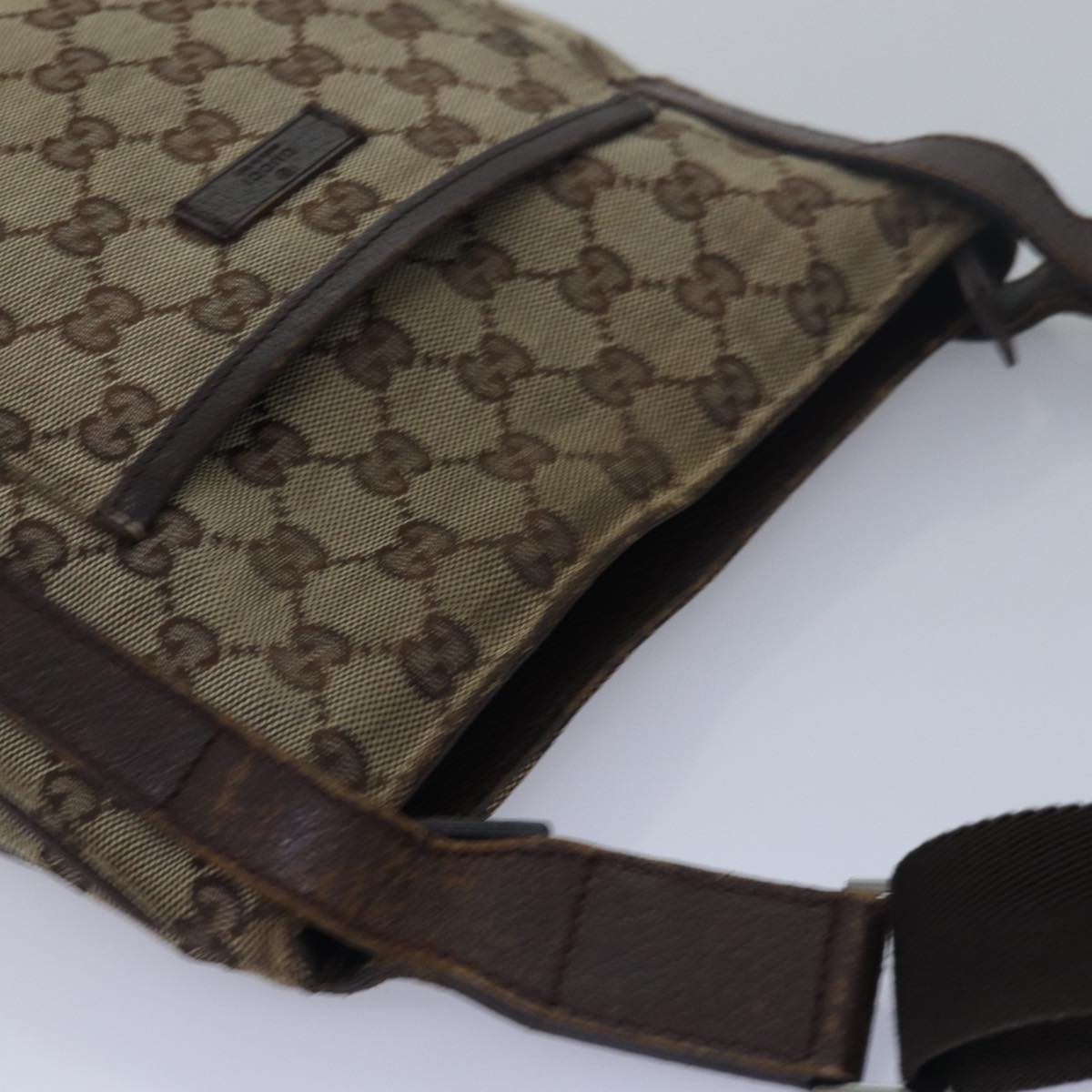 GUCCI GG Canvas Shoulder Bag Beige Brown 122793 Auth 79453