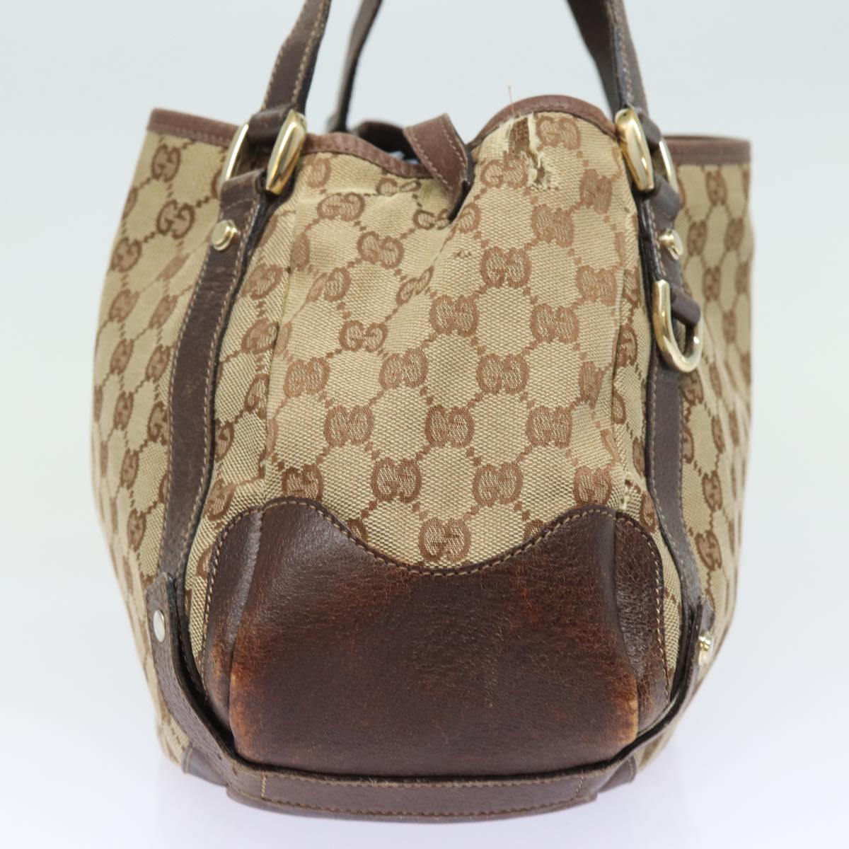 GUCCI GG Canvas Tote Bag Beige 130736 Auth 79459