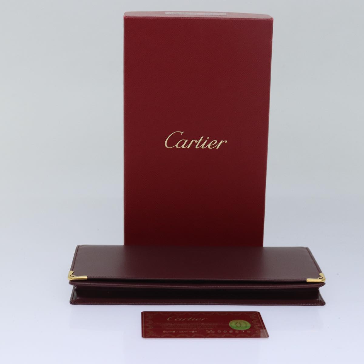 CARTIER Wallet Leather Red Auth 79472