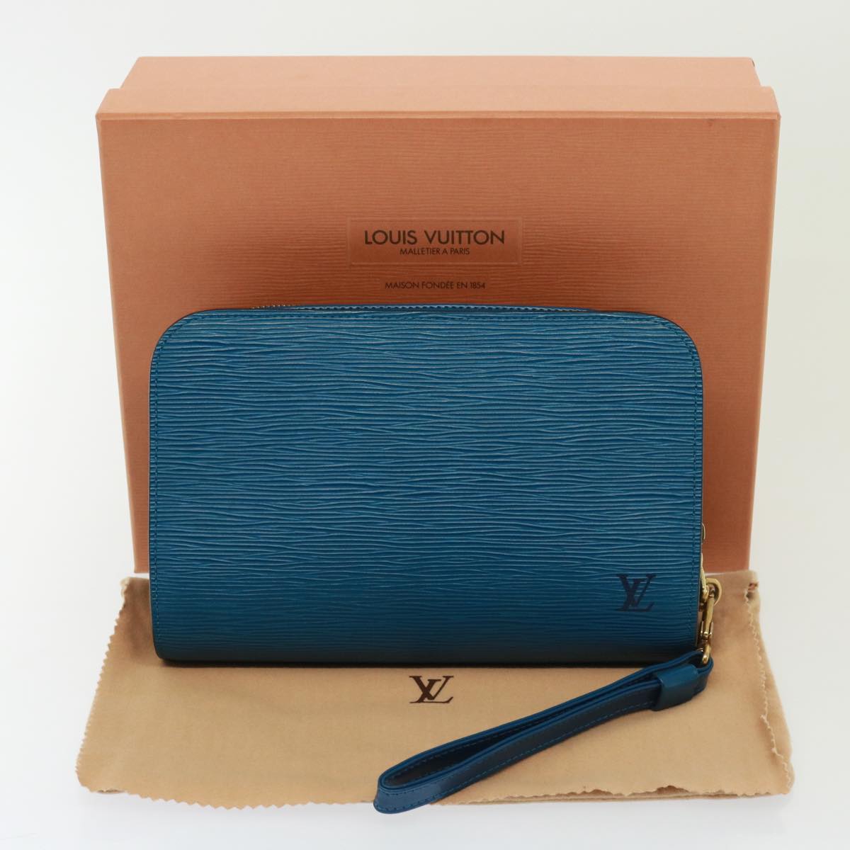 LOUIS VUITTON Epi Orsay Clutch Bag SPO Blue LV Auth 79473