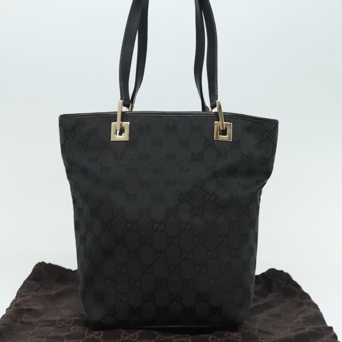 GUCCI GG Canvas Tote Bag Black 002 1099 Auth 79477