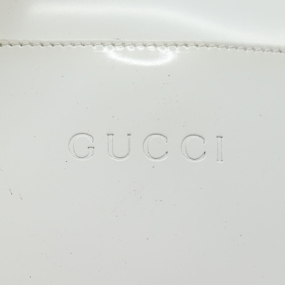 GUCCI Bamboo Shoulder Bag Enamel White 001 2046 3007 Auth 79480