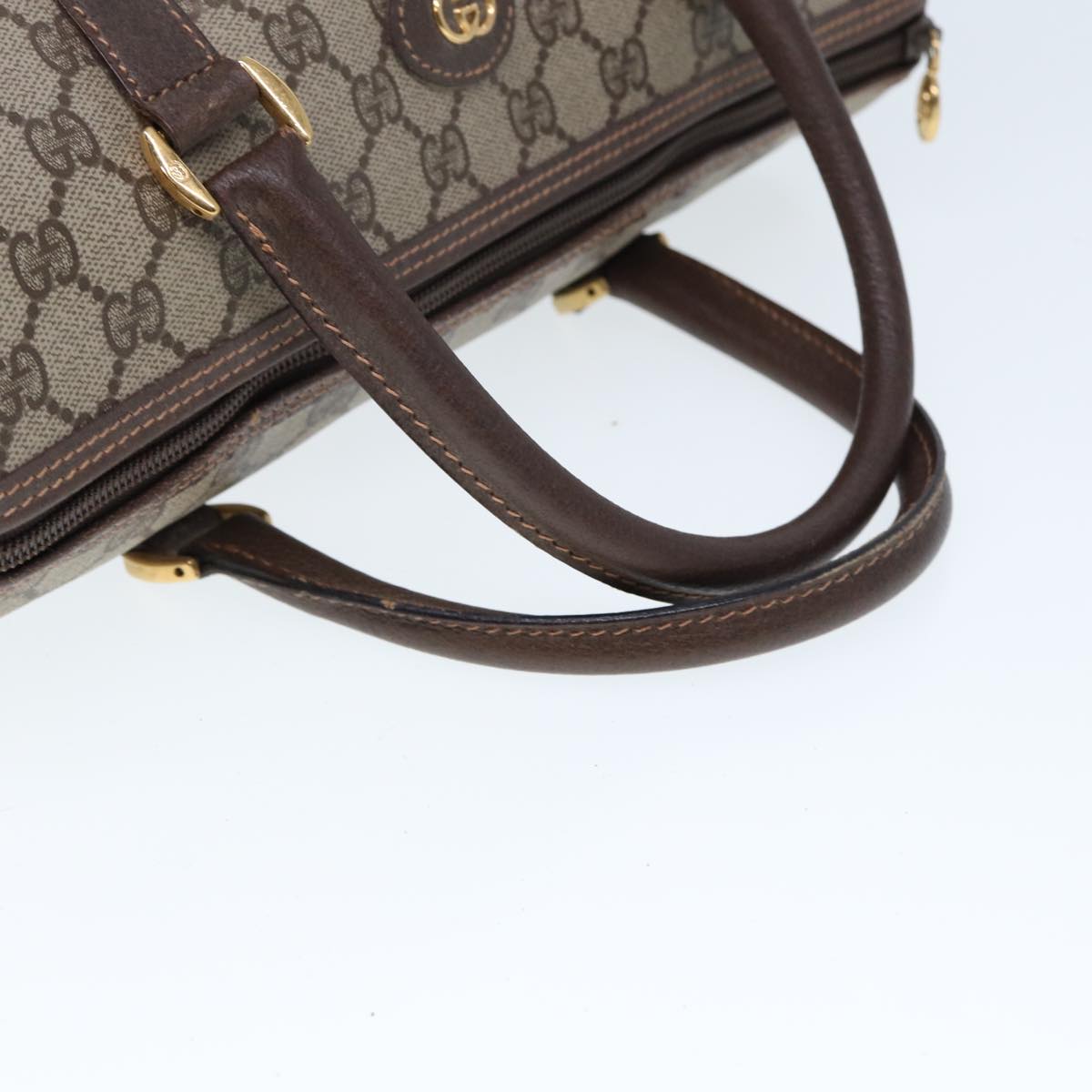 GUCCI GG Supreme Boston Bag PVC Leather Beige Auth 79505