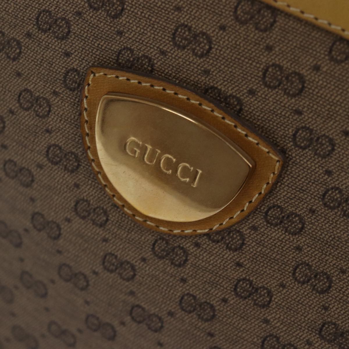 GUCCI Micro GG Supreme Hand Bag PVC Leather Beige 000 106 1325 Auth 79521