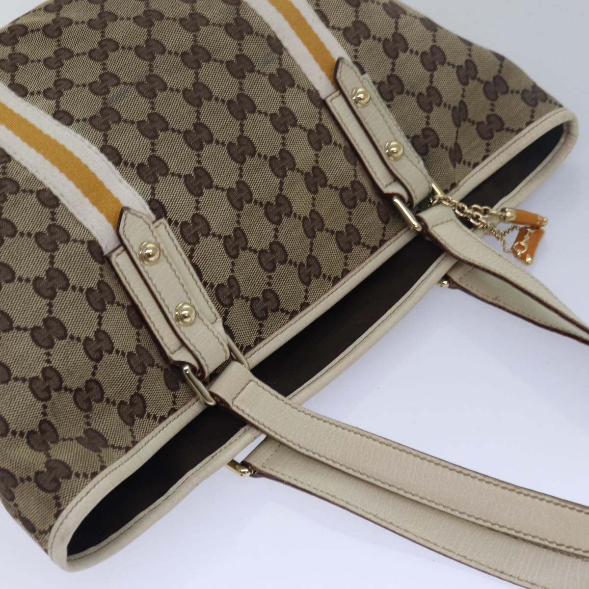 GUCCI GG Canvas Tote Bag Beige 137396 Auth 79542