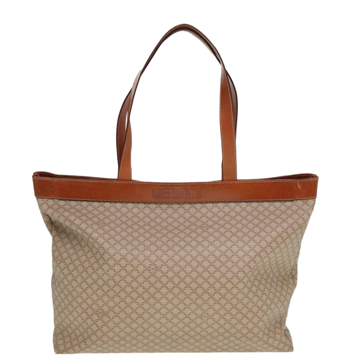 CELINE Macadam Canvas Tote Bag Beige Brown Auth 79545