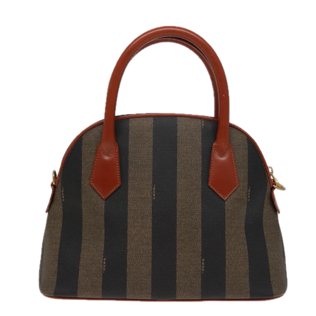 FENDI Pecan Canvas Hand Bag Brown Black Auth 79555 - 0