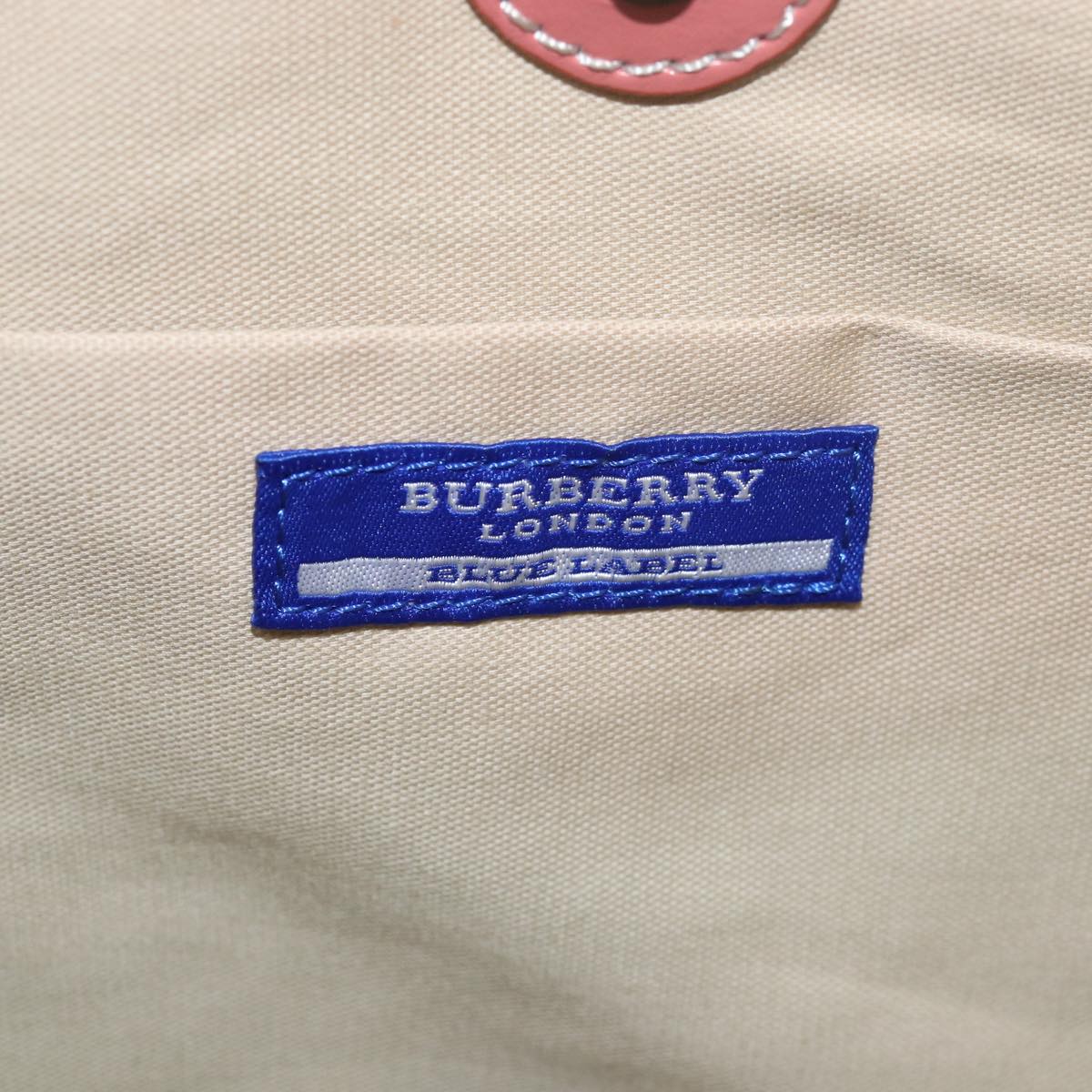 BURBERRY Blue Label Tote Bag Canvas Beige Pink Auth 79558