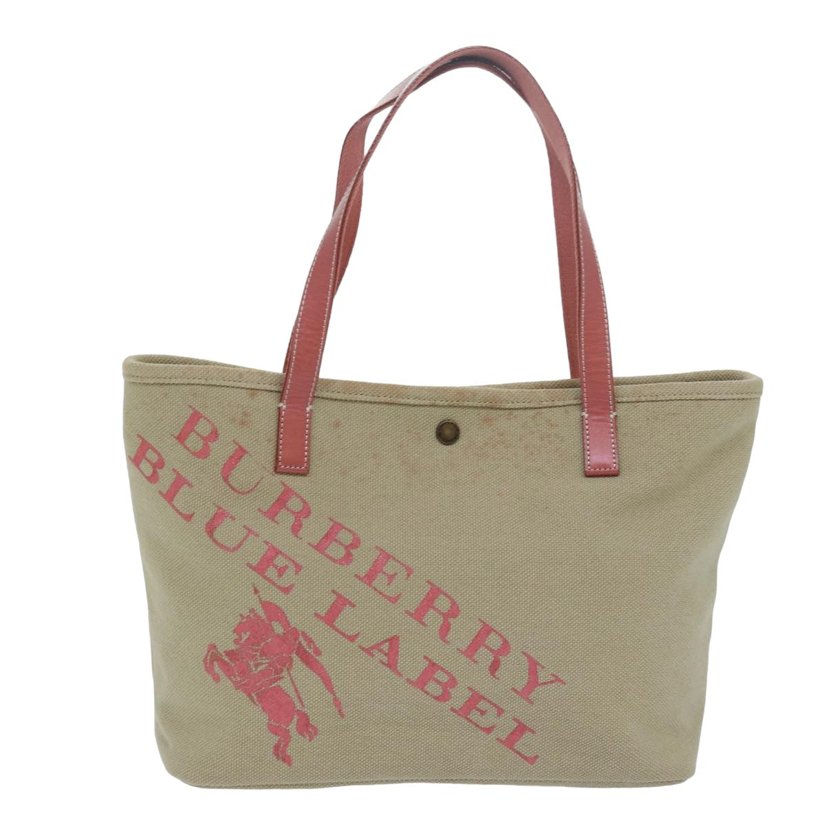 BURBERRY Blue Label Tote Bag Canvas Beige Pink Auth 79558