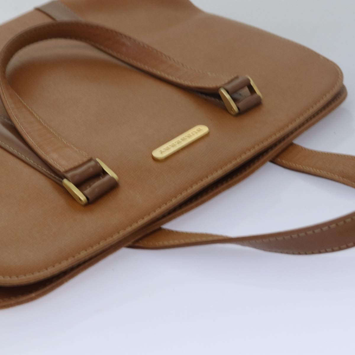 BURBERRY Hand Bag Leather Brown Auth 79563