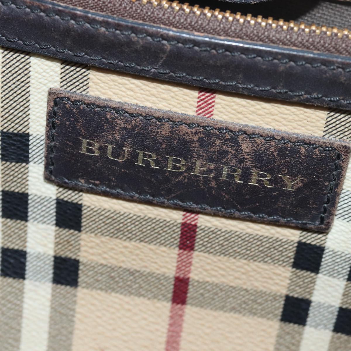 BURBERRY Nova Check Tote Bag PVC Leather Beige Brown Auth 79577