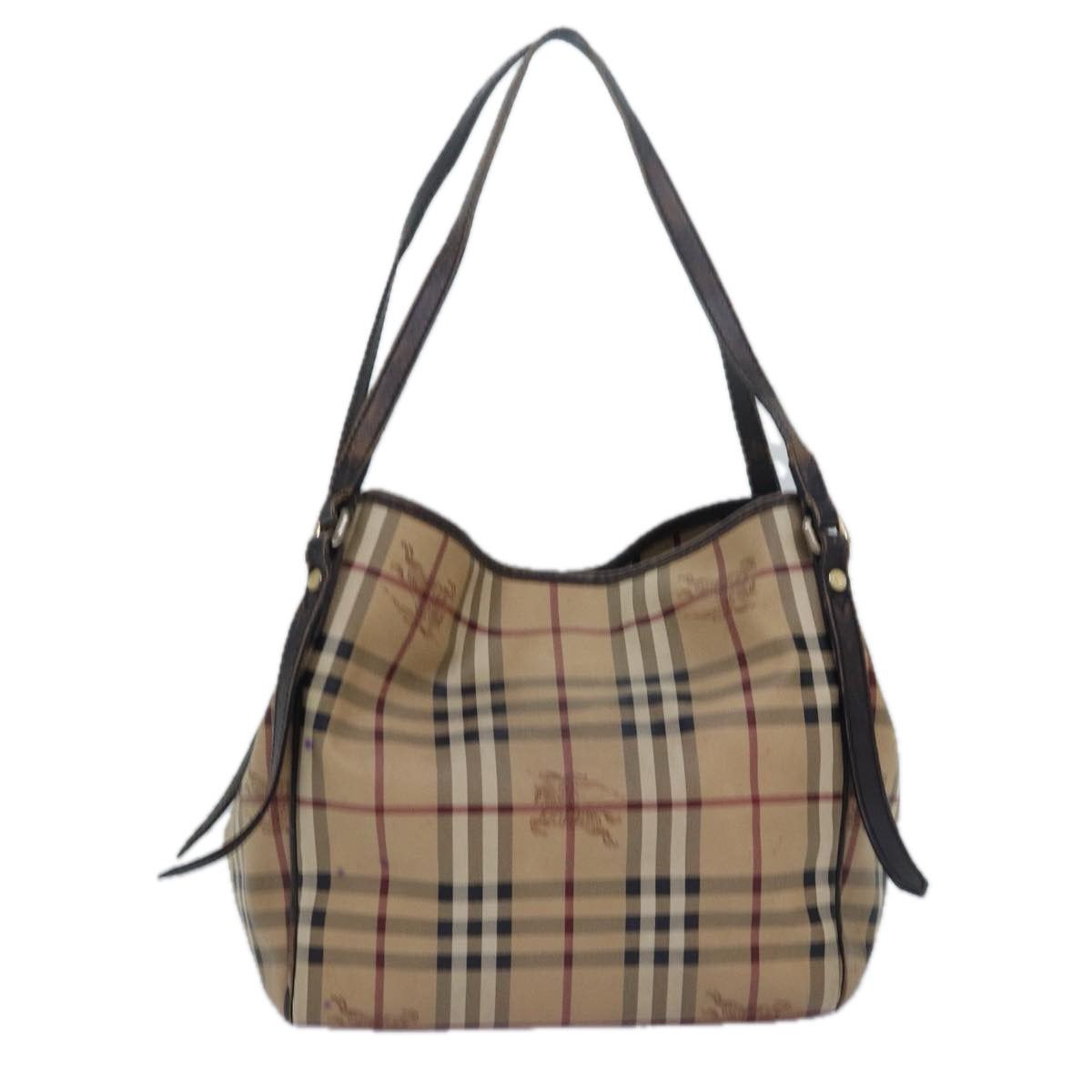 BURBERRY Nova Check Tote Bag PVC Leather Beige Brown Auth 79577