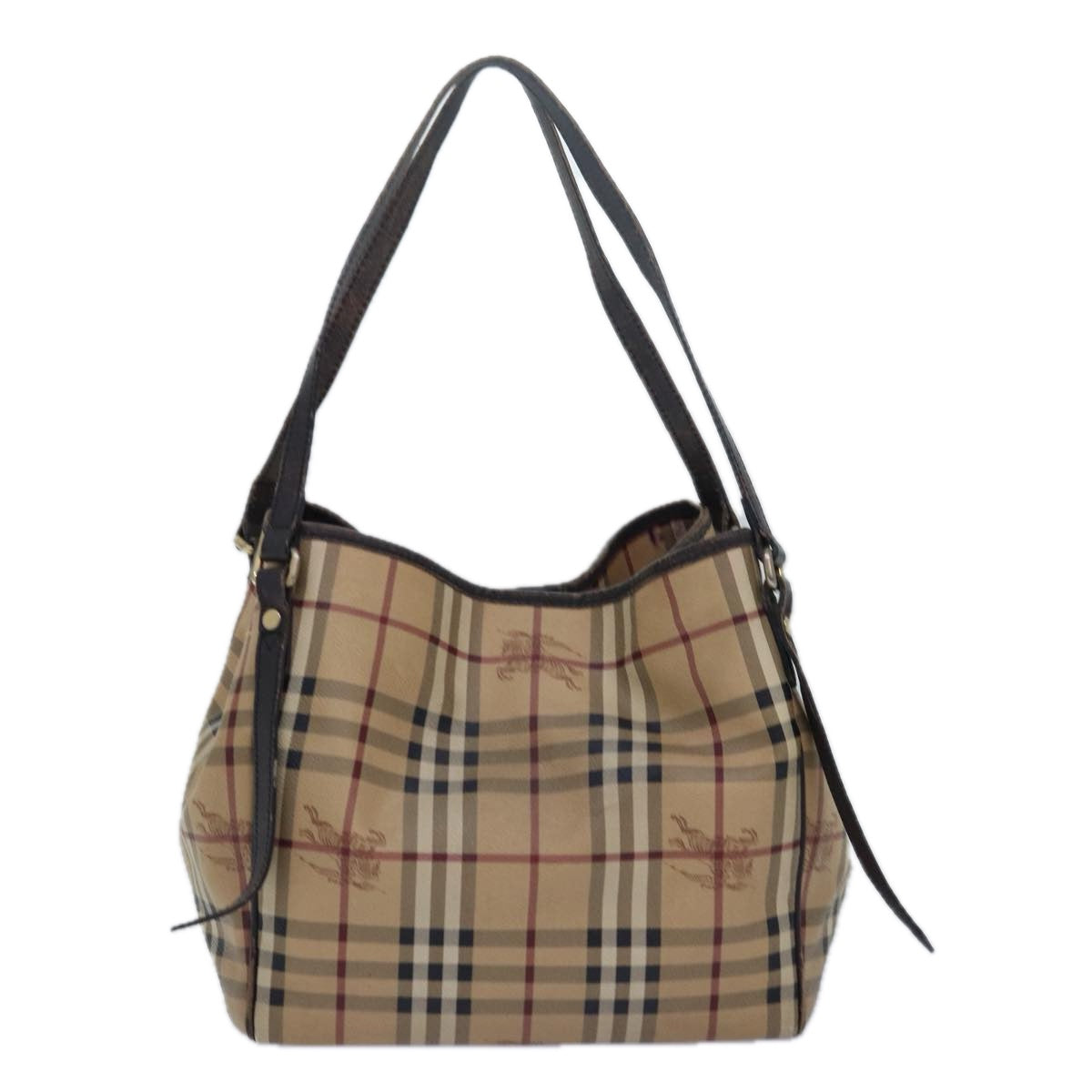 BURBERRY Nova Check Tote Bag PVC Leather Beige Brown Auth 79577