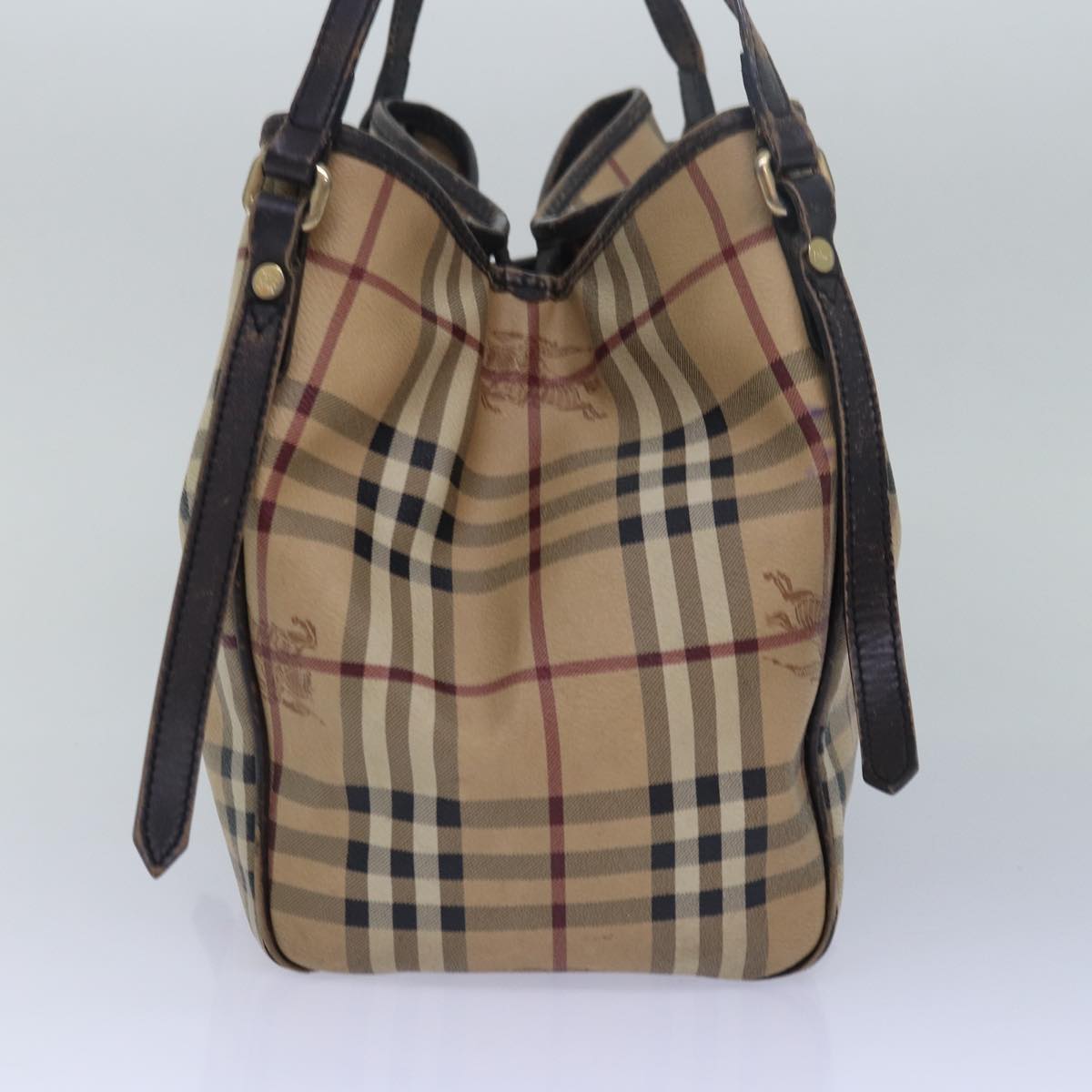 BURBERRY Nova Check Tote Bag PVC Leather Beige Brown Auth 79577