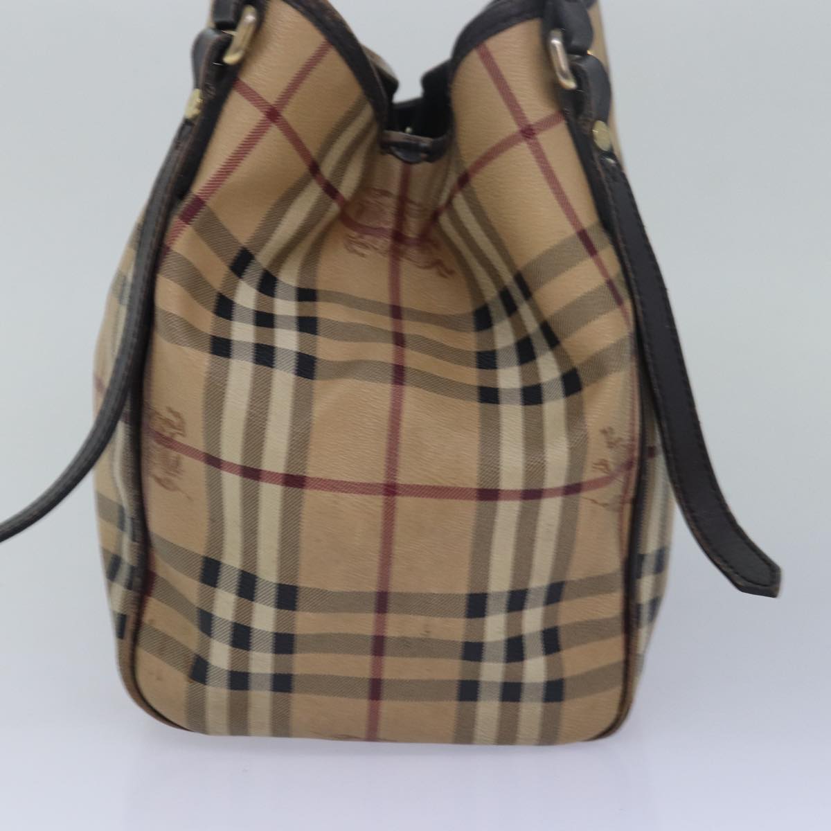 BURBERRY Nova Check Tote Bag PVC Leather Beige Brown Auth 79577