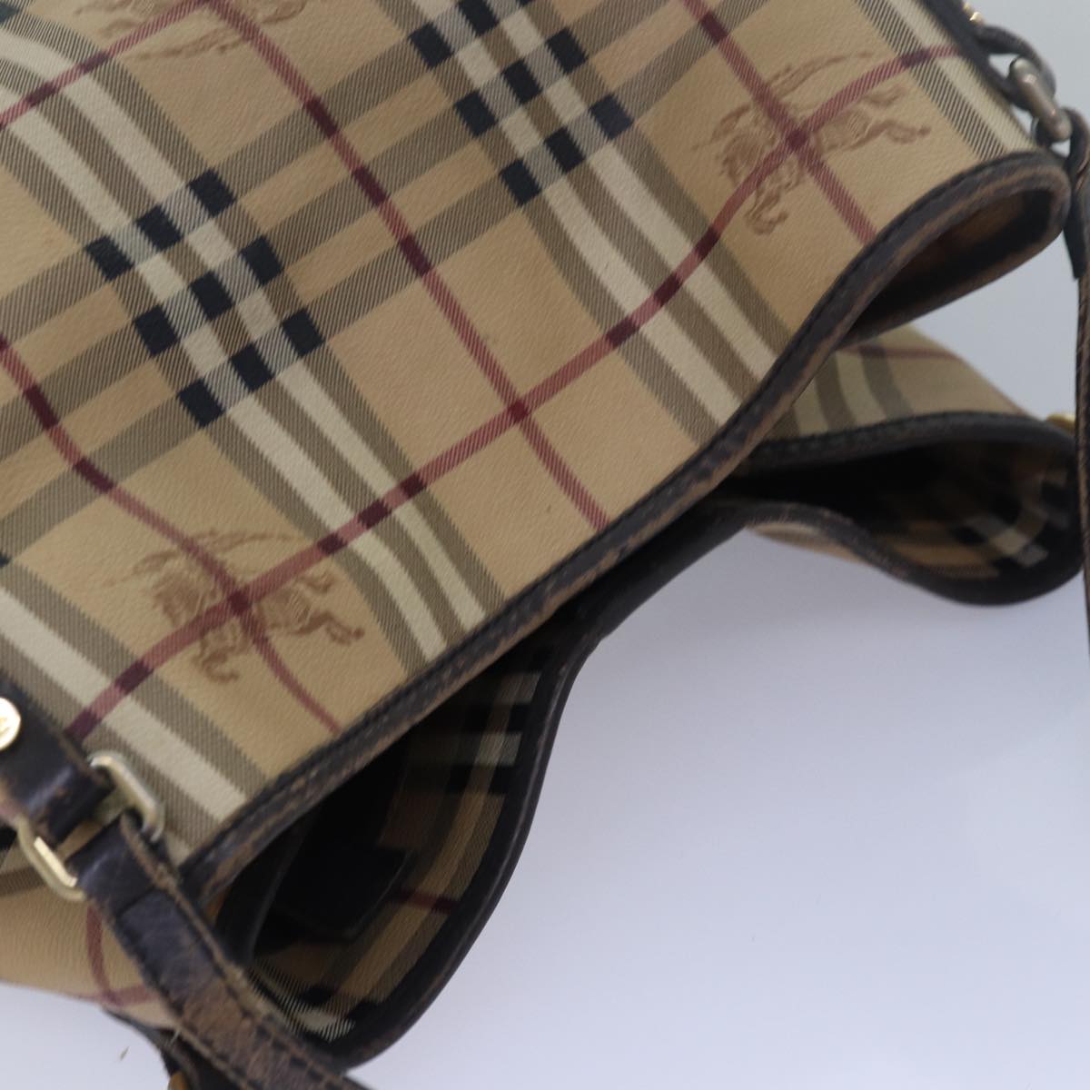 BURBERRY Nova Check Tote Bag PVC Leather Beige Brown Auth 79577