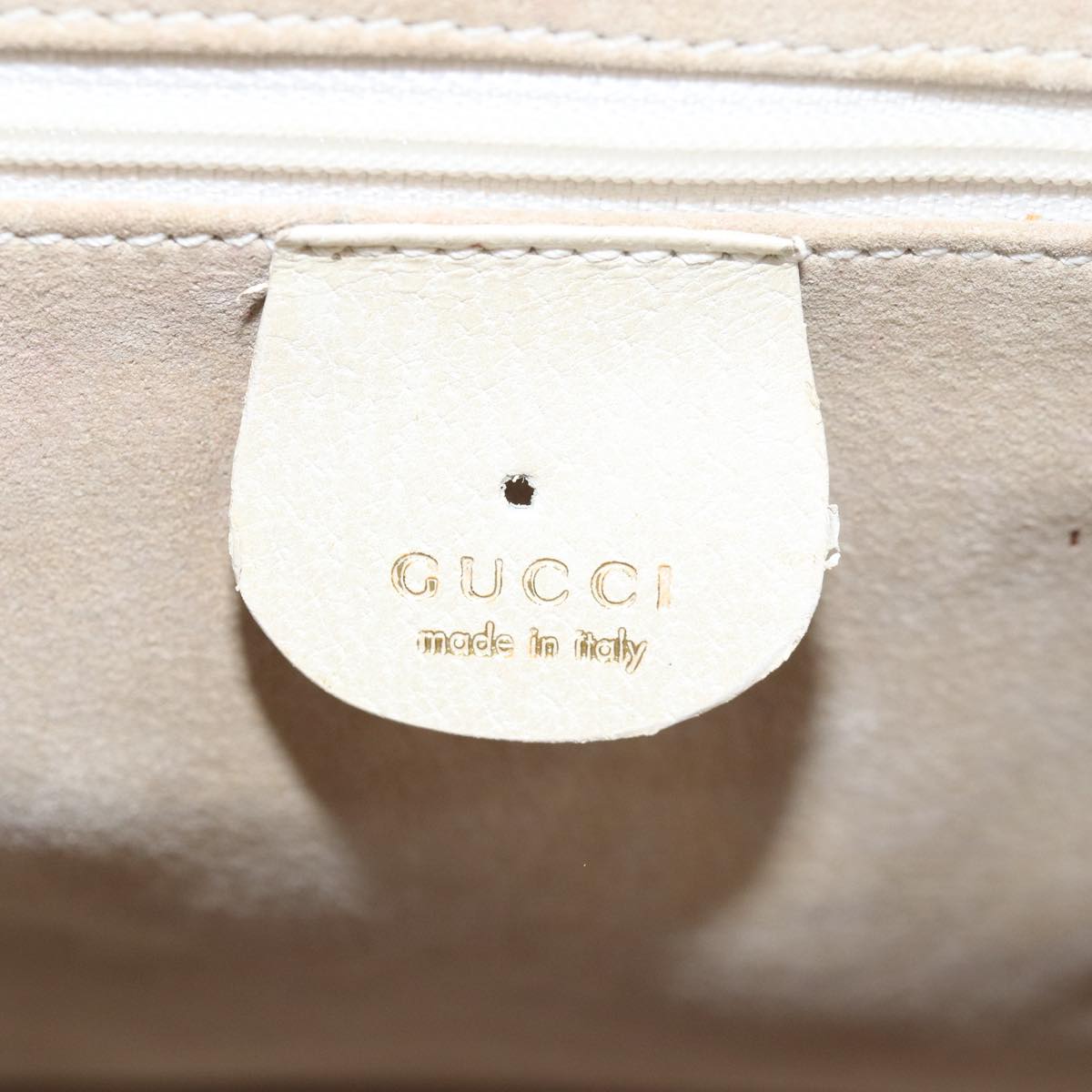 GUCCI Bamboo Hand Bag Leather White Auth 79581