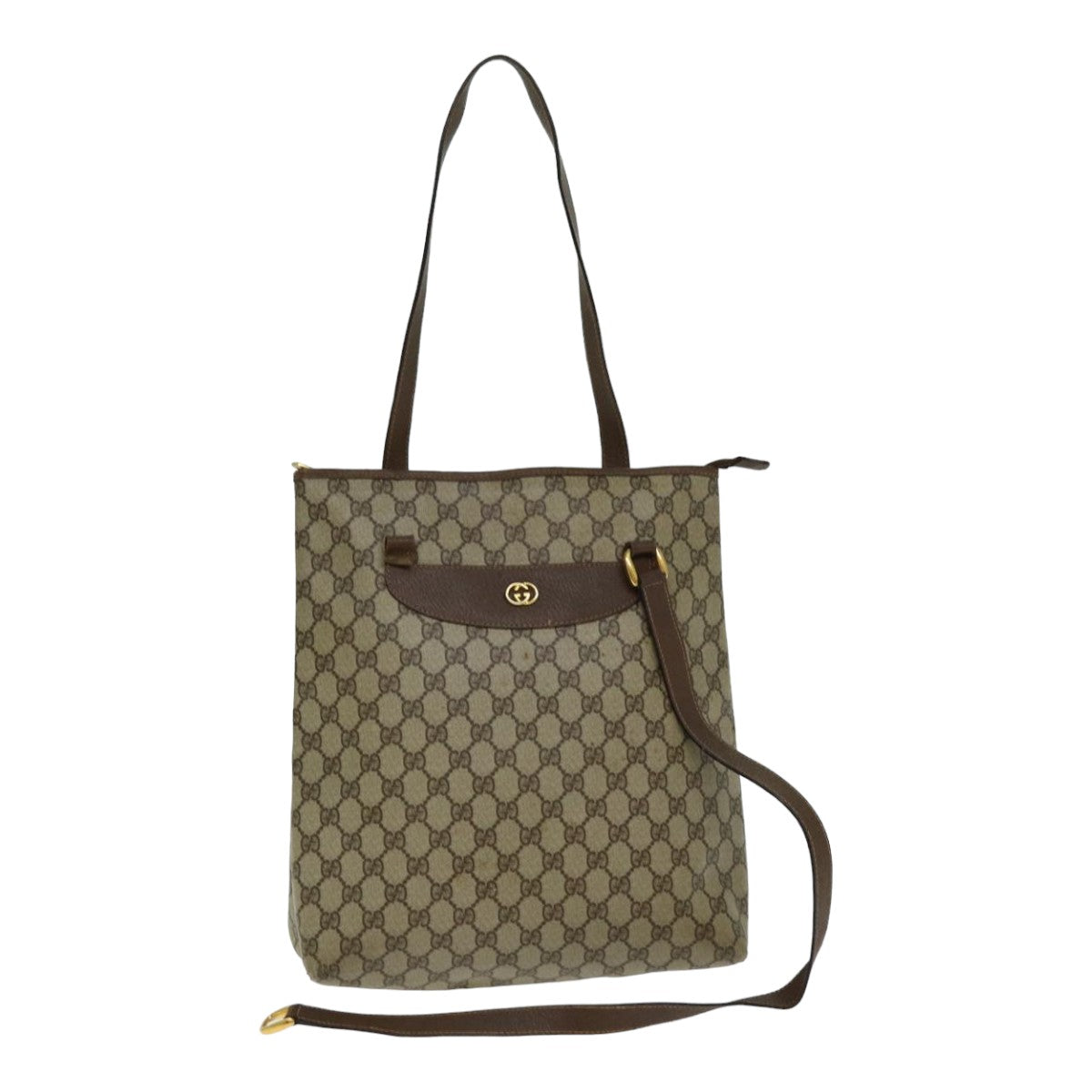 GUCCI GG Supreme Tote Bag PVC Leather Beige 002 39 0130 Auth 79588