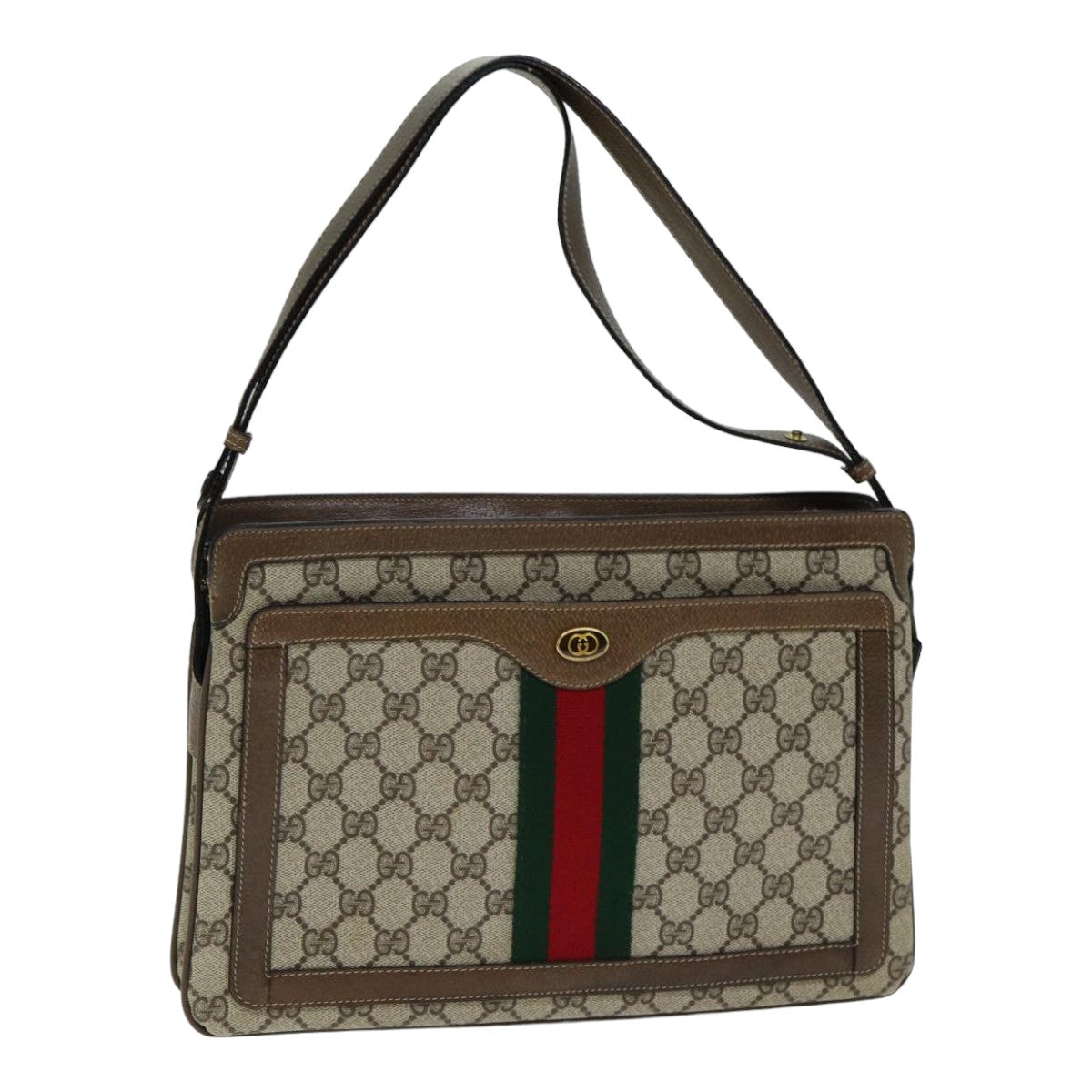 GUCCI GG Supreme Shoulder Bag PVC Leather Beige 14 02 013 Auth 79589