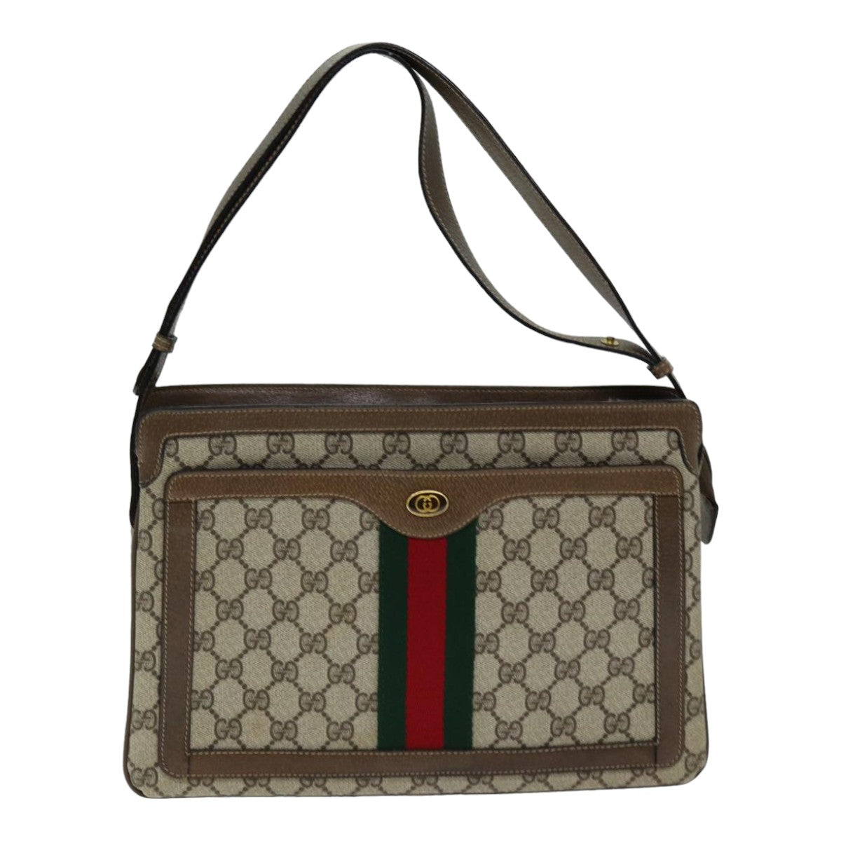 GUCCI GG Supreme Shoulder Bag PVC Leather Beige 14 02 013 Auth 79589 - 0