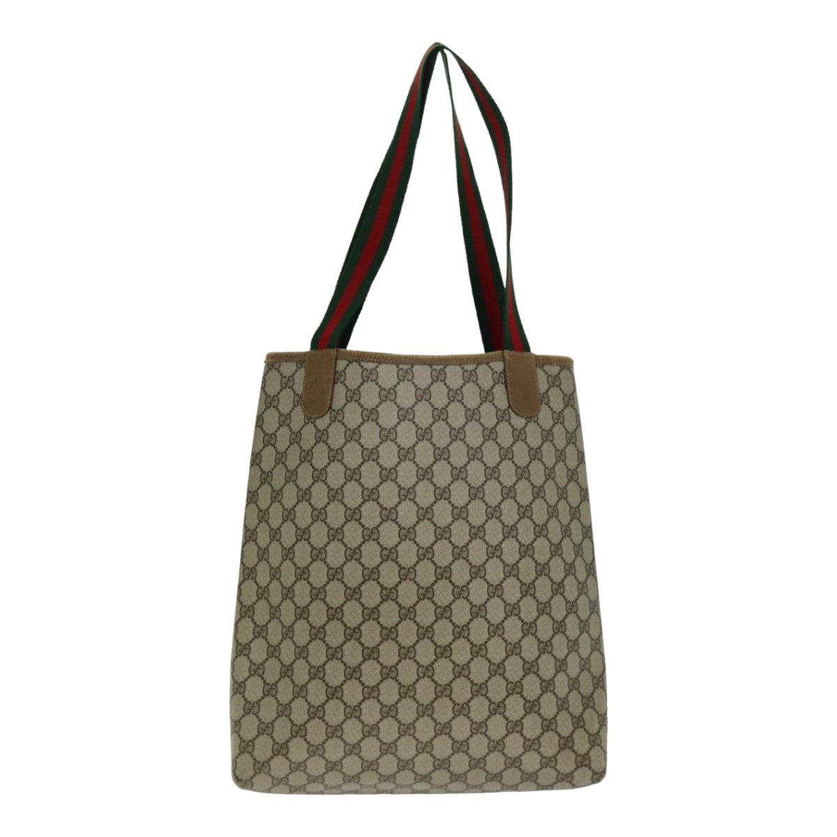 GUCCI GG Supreme Web Sherry Line Tote Bag PVC Leather Beige 39 02 003 Auth 79593