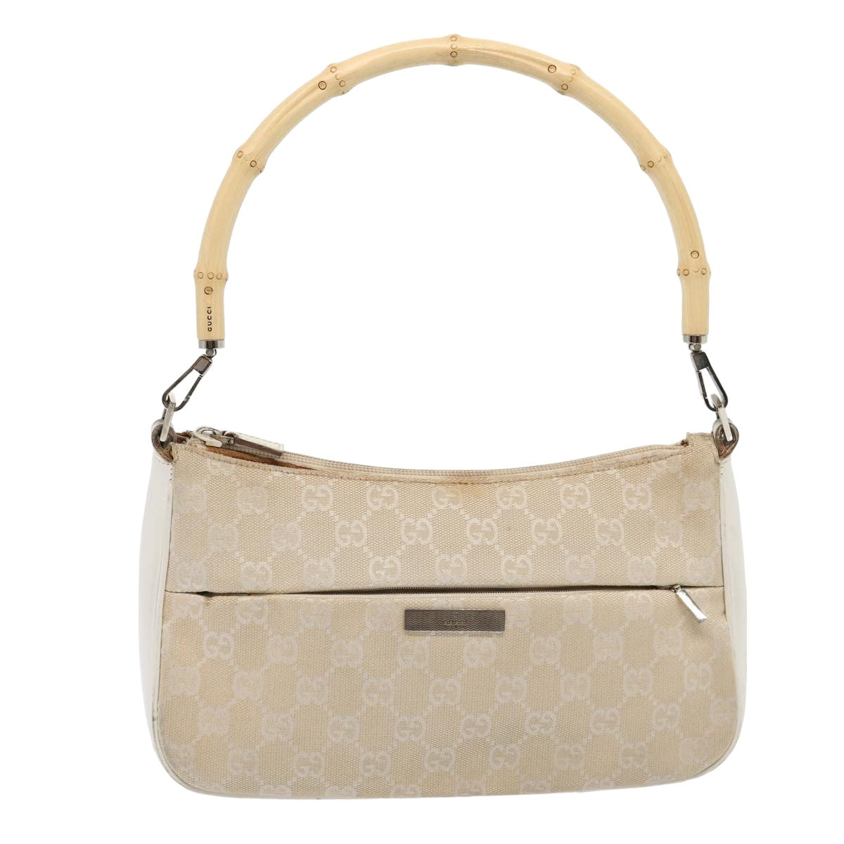 GUCCI Bamboo GG Canvas Hand Bag Beige 001 3865 Auth 79596 - 0