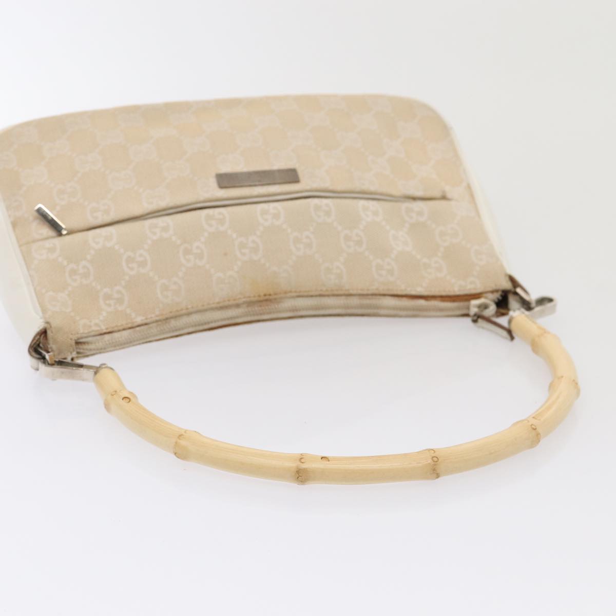 GUCCI Bamboo GG Canvas Hand Bag Beige 001 3865 Auth 79596