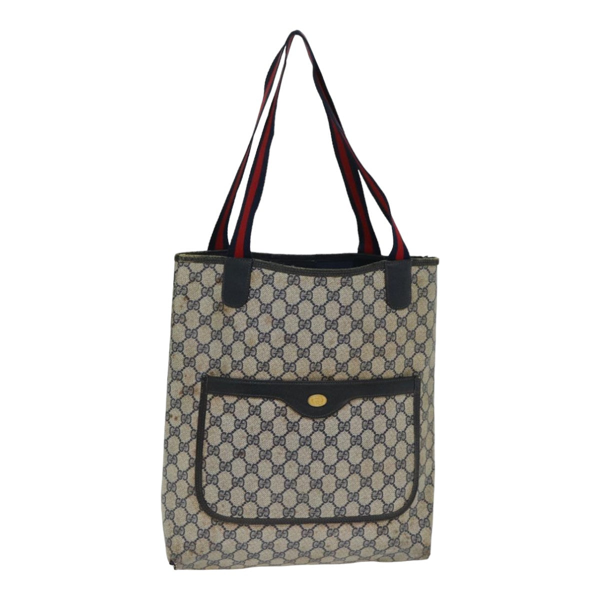 GUCCI GG Supreme Tote Bag PVC Leather Navy Auth 79597