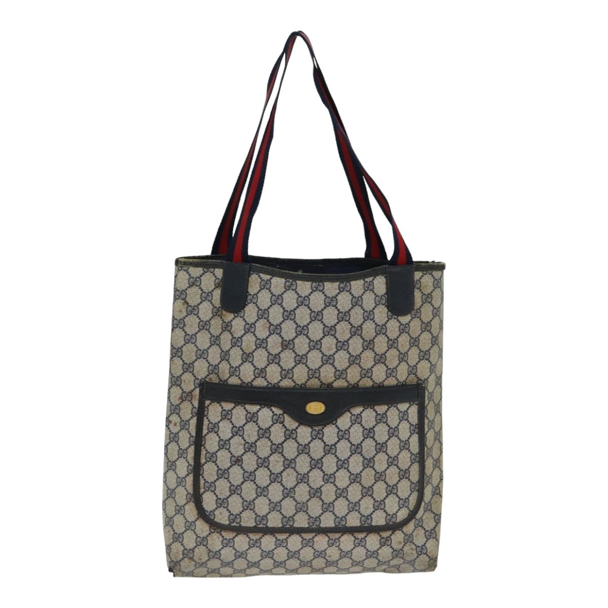 GUCCI GG Supreme Tote Bag PVC Leather Navy Auth 79597