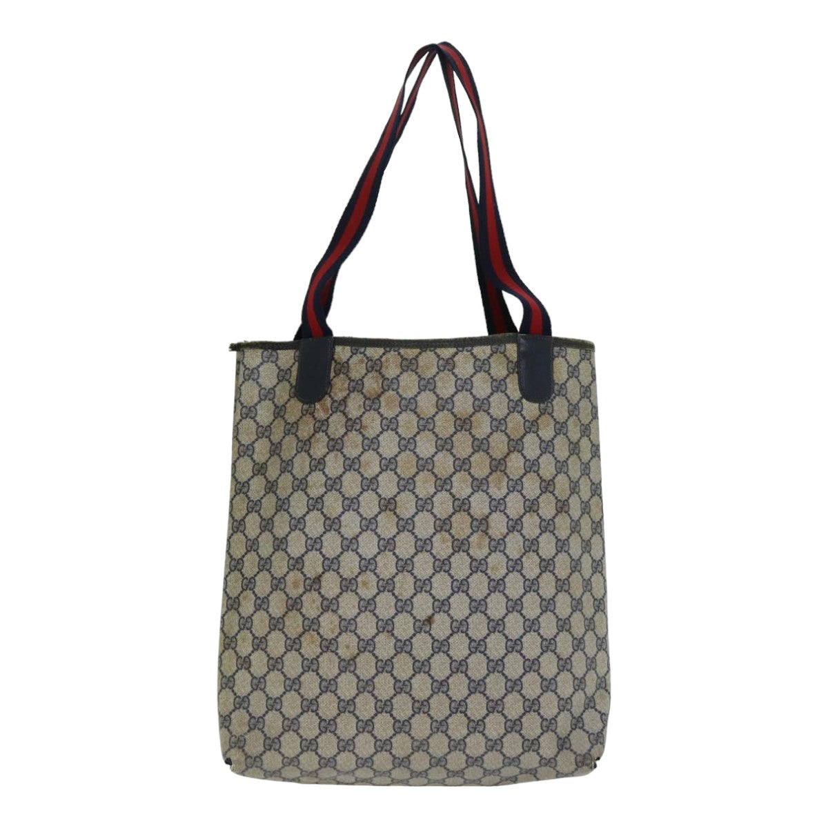 GUCCI GG Supreme Tote Bag PVC Leather Navy Auth 79597