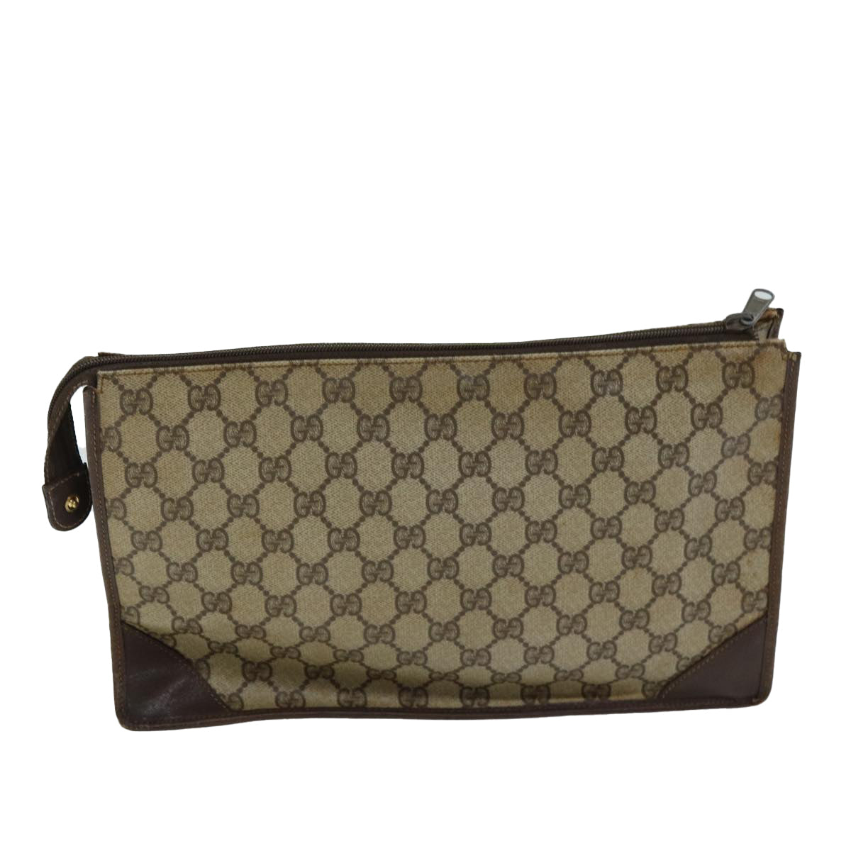 GUCCI GG Supreme Clutch Bag PVC Beige 97 01 029 Auth 79622