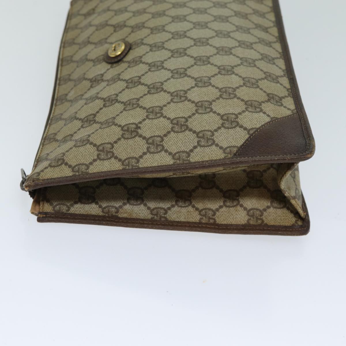 GUCCI GG Supreme Clutch Bag PVC Beige 97 01 029 Auth 79622