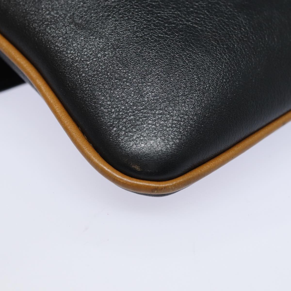 CELINE Clutch Bag Leather Black Auth 79629