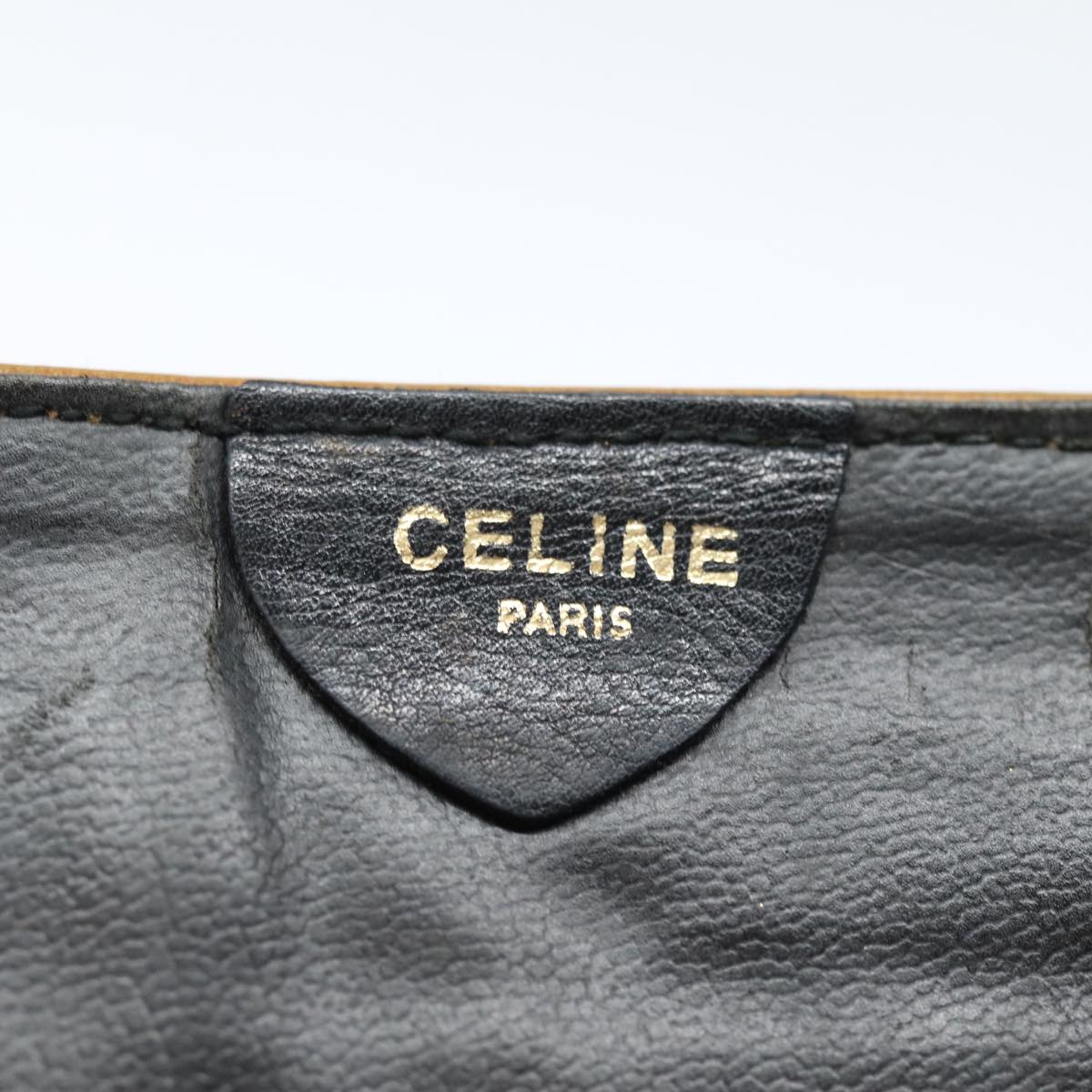 CELINE Clutch Bag Leather Black Auth 79629