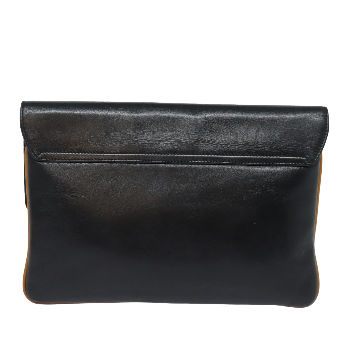 CELINE Clutch Bag Leather Black Auth 79629 - 0