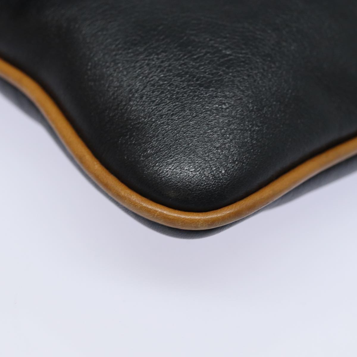 CELINE Clutch Bag Leather Black Auth 79629