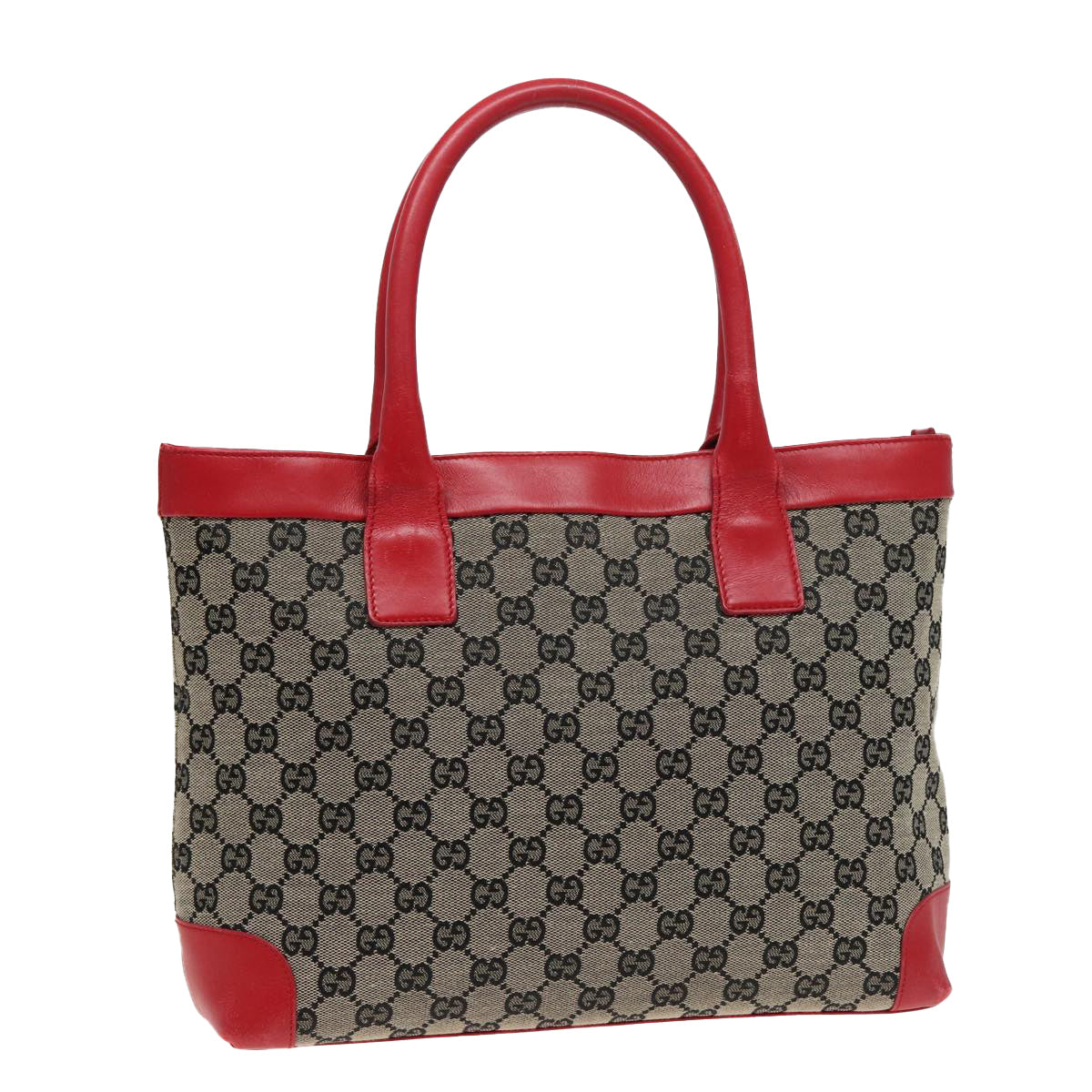 GUCCI GG Canvas Hand Bag Beige Red 002 1119 Auth 79632