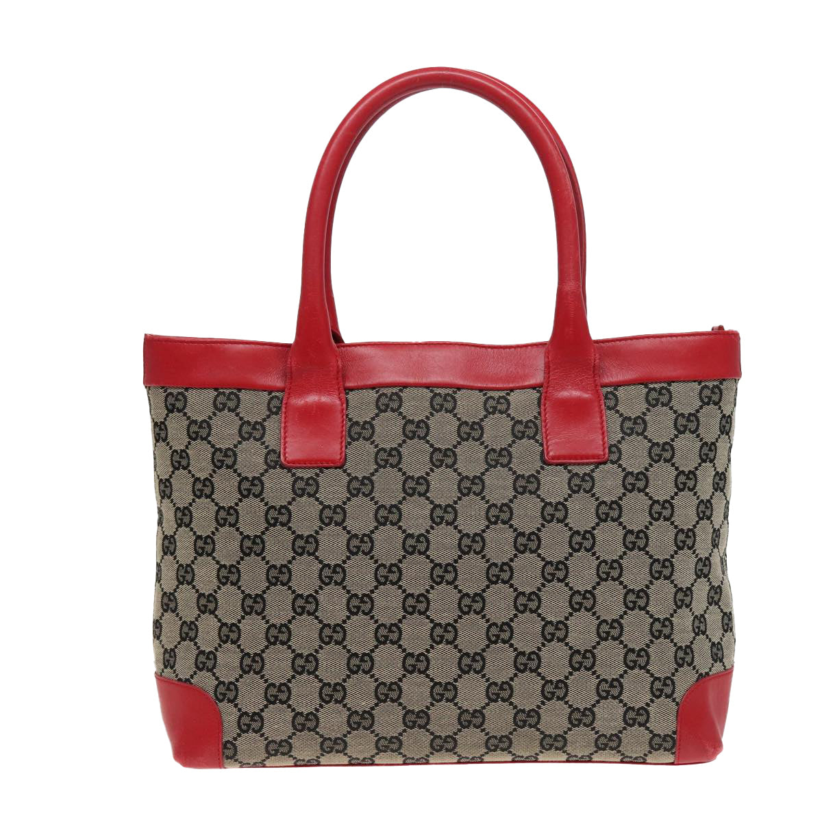 GUCCI GG Canvas Hand Bag Beige Red 002 1119 Auth 79632