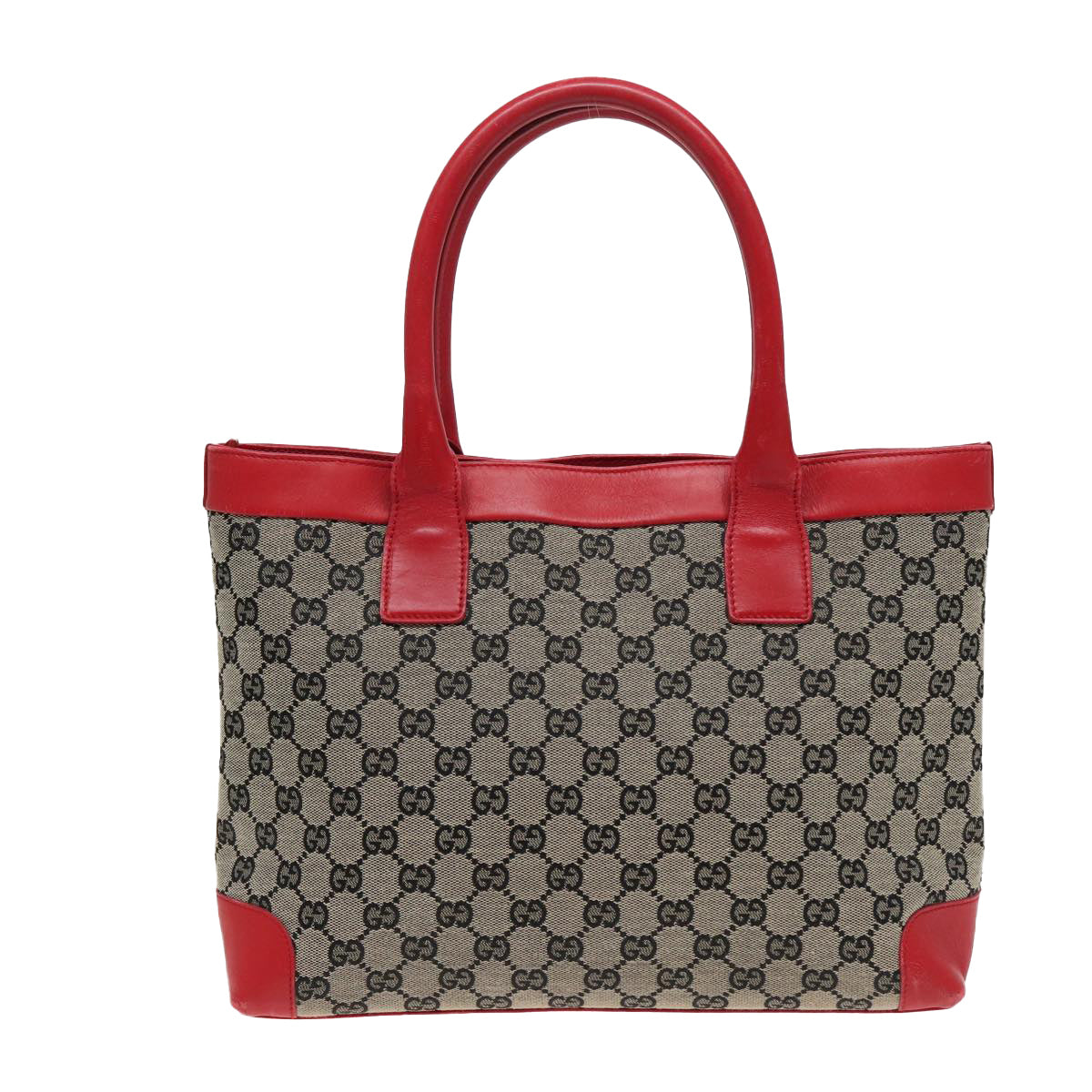 GUCCI GG Canvas Hand Bag Beige Red 002 1119 Auth 79632