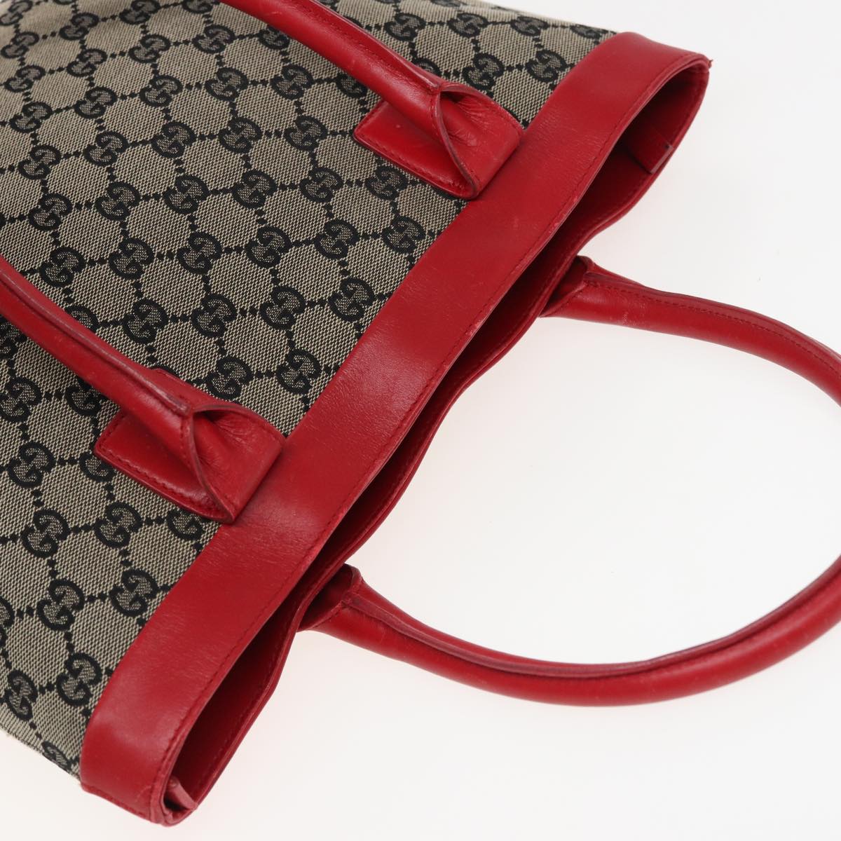 GUCCI GG Canvas Hand Bag Beige Red 002 1119 Auth 79632