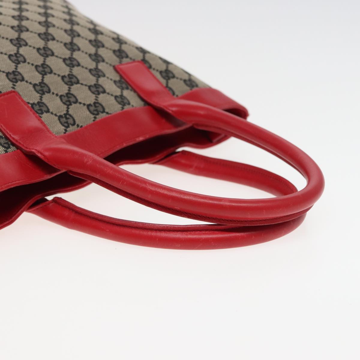 GUCCI GG Canvas Hand Bag Beige Red 002 1119 Auth 79632